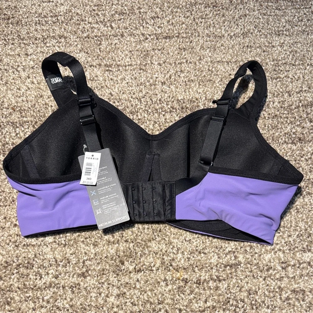 Torrid Dahlia Purple and Black Sport’s Bra - 38D - NWT - Picture 3 of 7